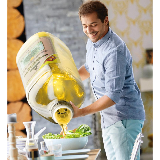 Guy pouring olive oil on the salad meme template