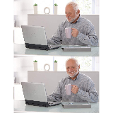 Old man cup of coffee meme template
